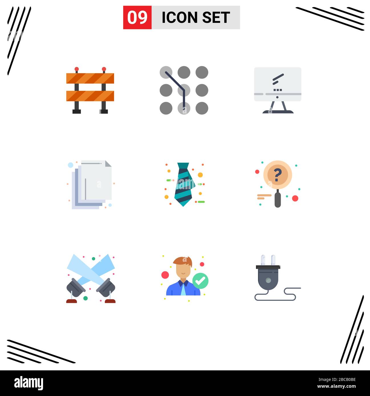 9 Thematic Vector Flat Colors and Editable Symbols of tie, business, monitor, layers, arrange Editable Vector Design Elements Stock Vector
