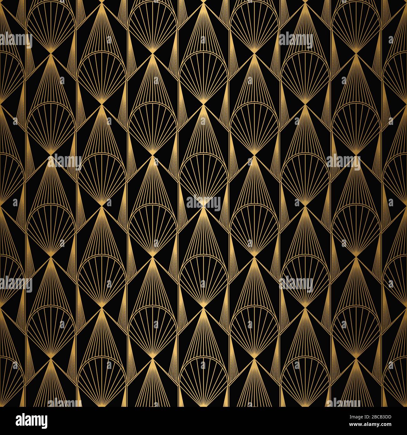 Art Deco Pattern. Seamless Gold and black background. Geometric design ...