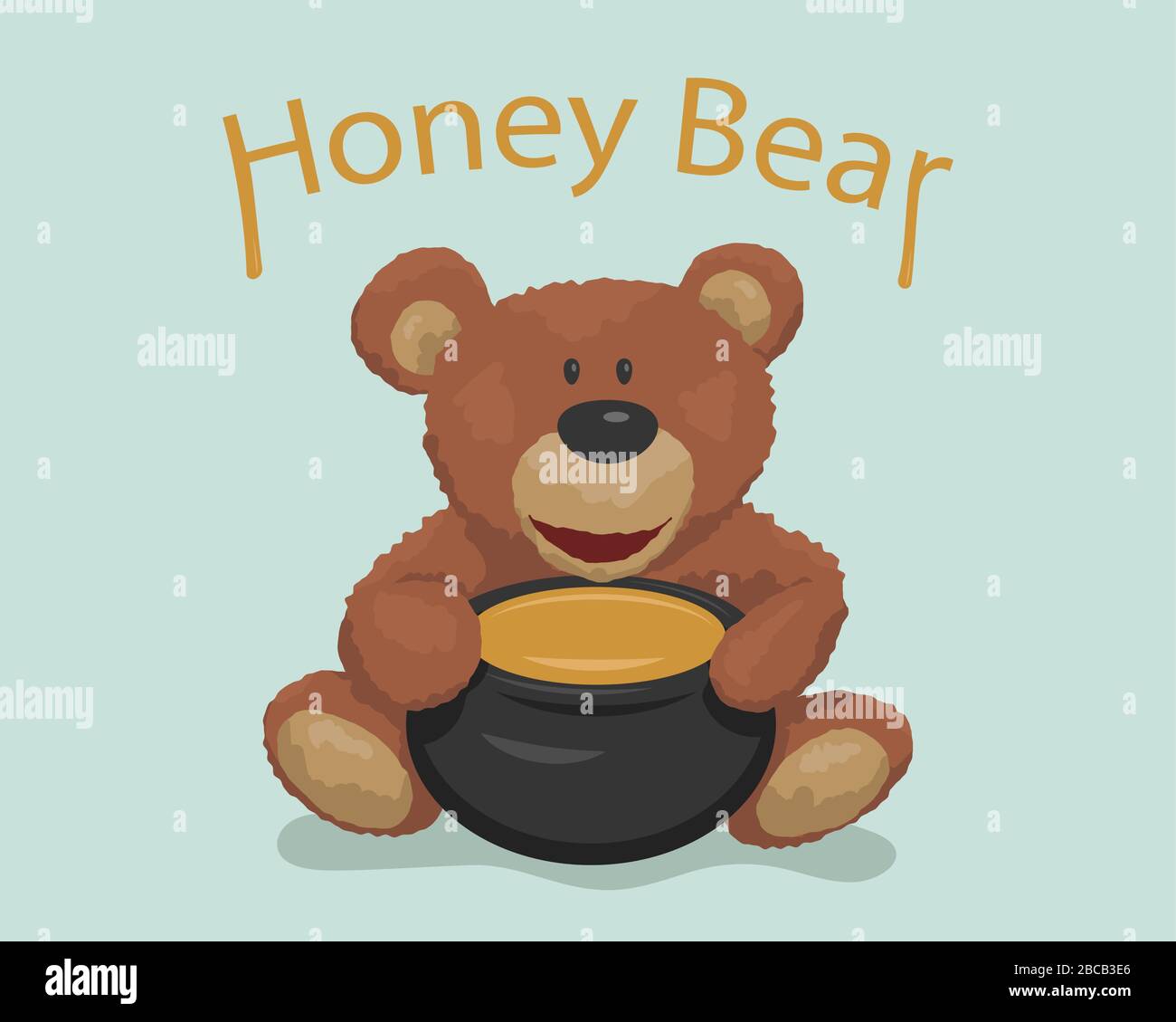 Teddy bear with pot of honey. Vector illustration for children Stock ...