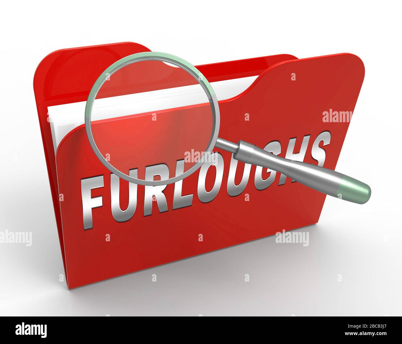 Furloughed Or Laid Off Employees Folder Of Documents. Temporary Shutdown Causing Layoffs From Bad Economy Or Coronavirus - 3d Illustration Stock Photo