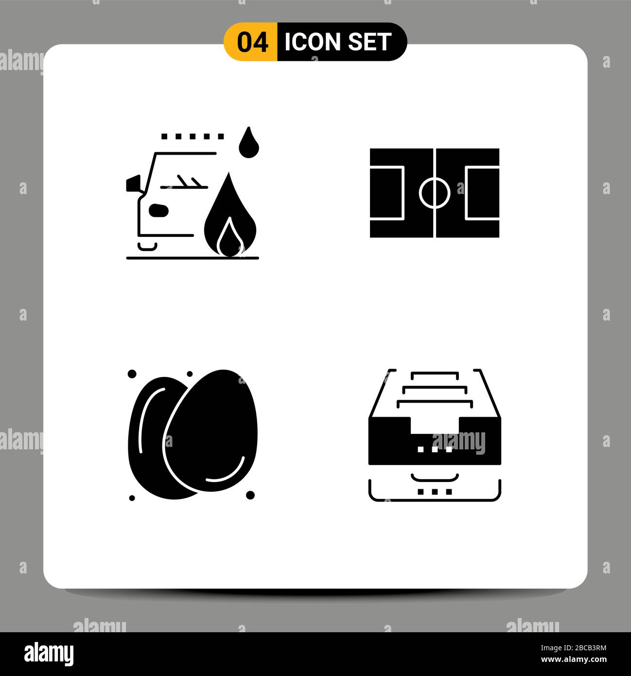 4 User Interface Solid Glyph Pack of modern Signs and Symbols of accident, food, road, sport, archive Editable Vector Design Elements Stock Vector