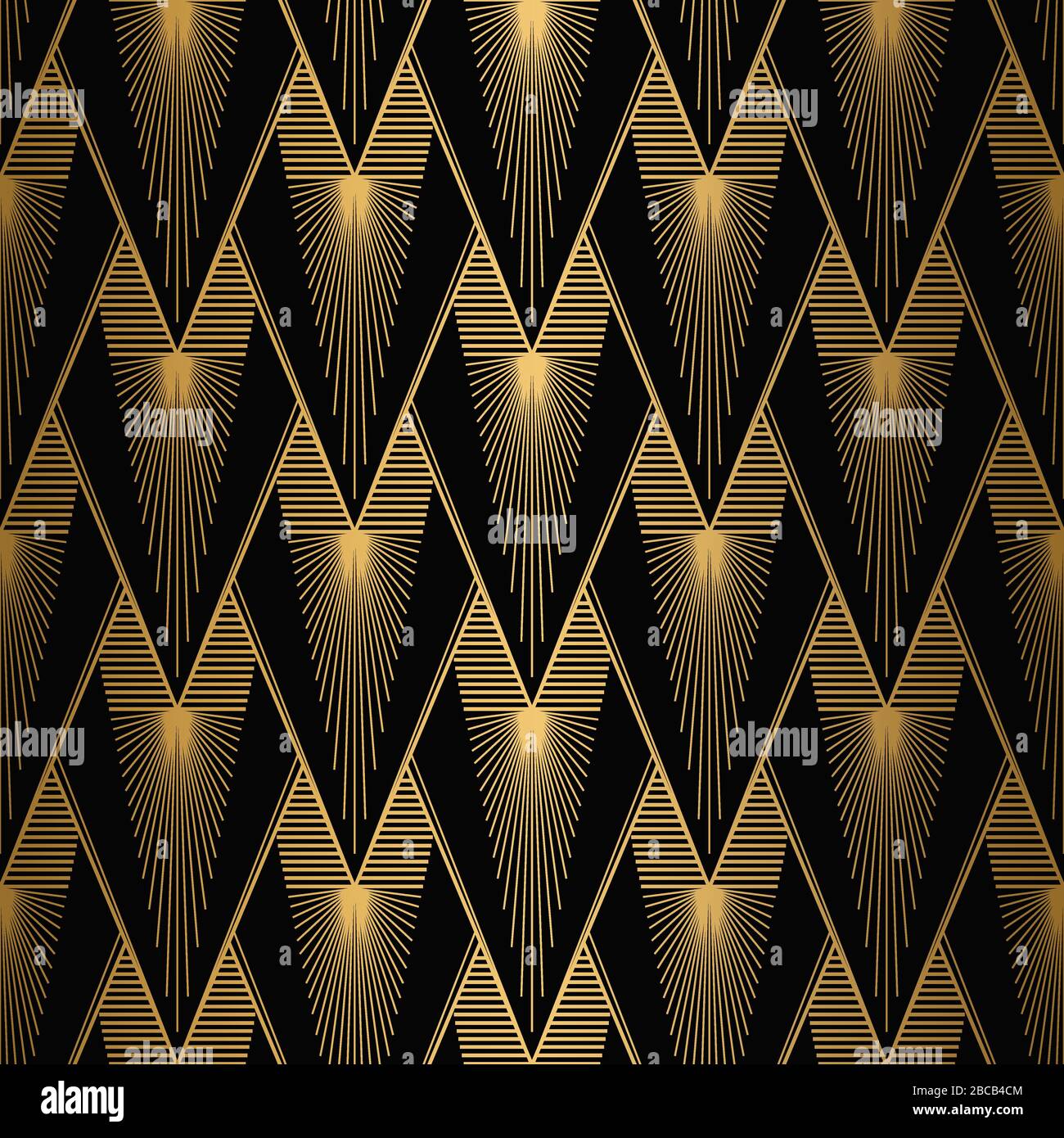 Art Deco Pattern. Seamless Gold and black background. Geometric design ...