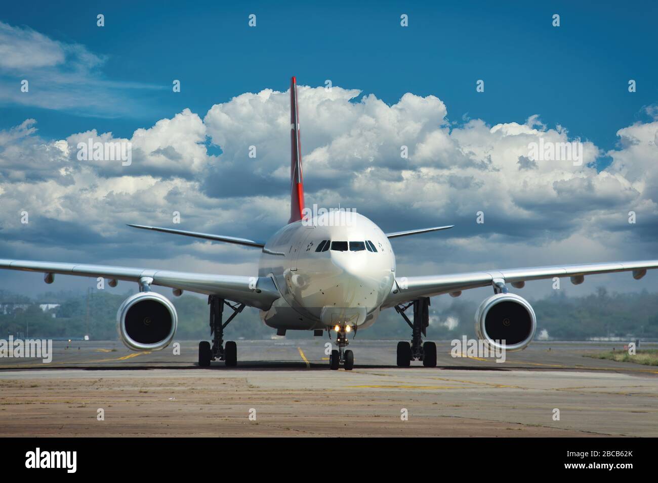 A commercial airliner wide body aircraft Stock Photo