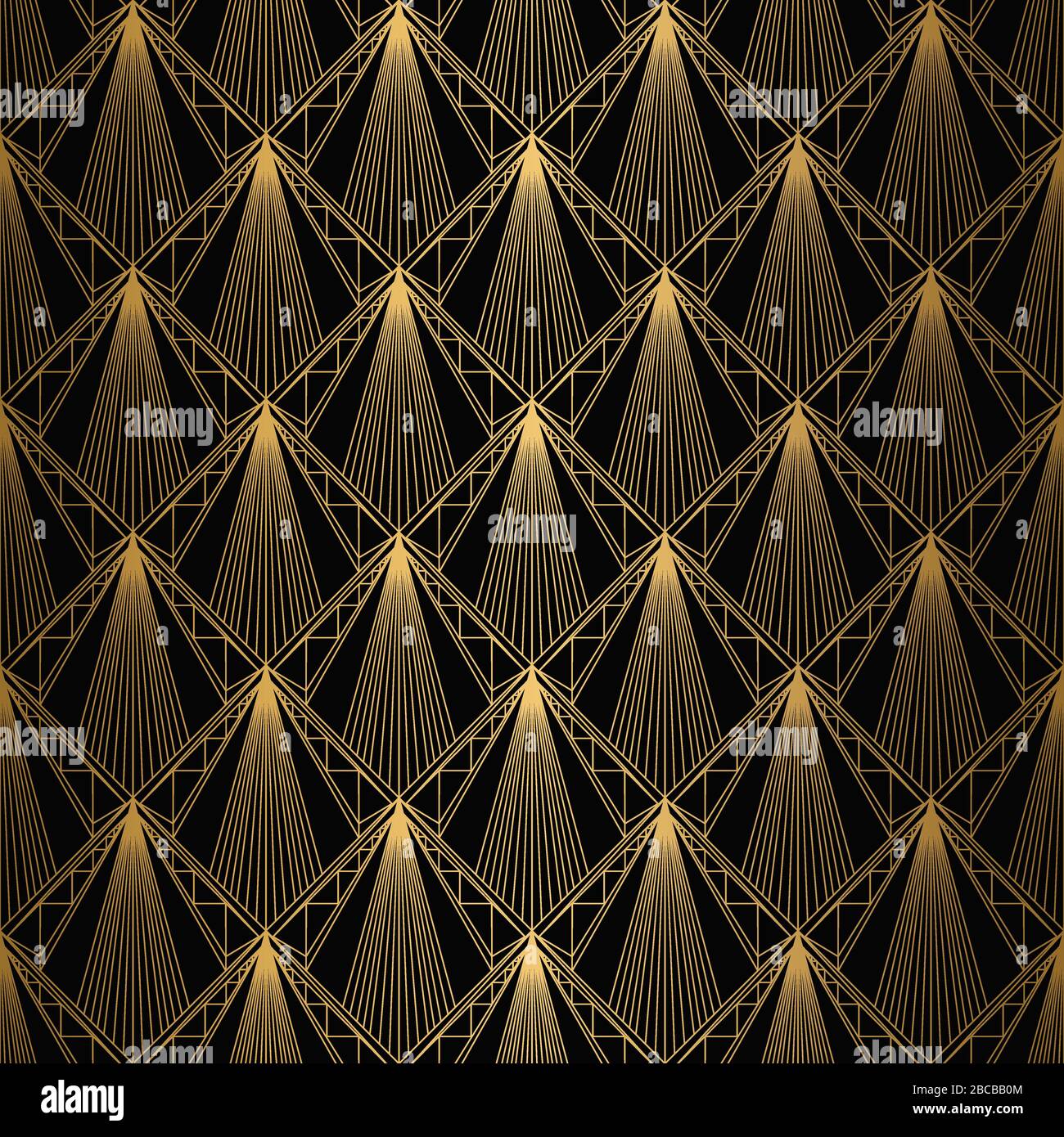 Art Deco Pattern. Seamless Gold and black background. Geometric design ...