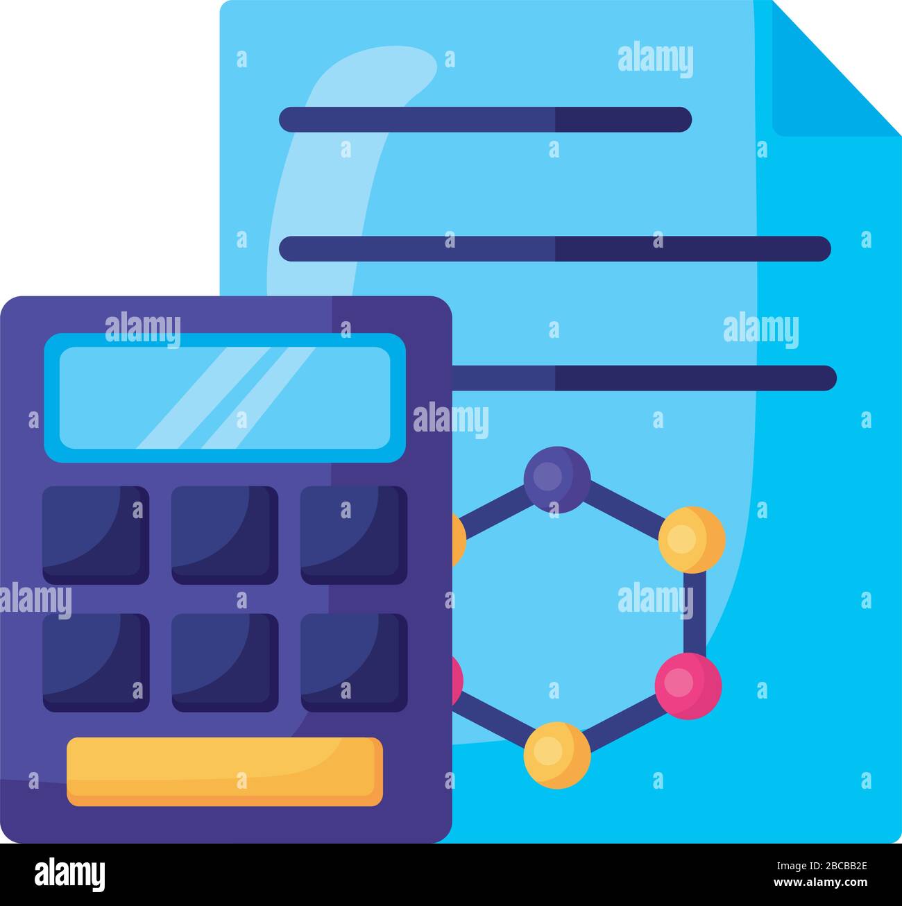 dna molecule structure in document with calculator detailed style icon Stock Vector