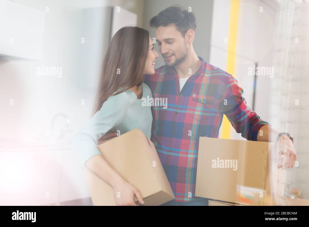 Couple in new home Stock Photo