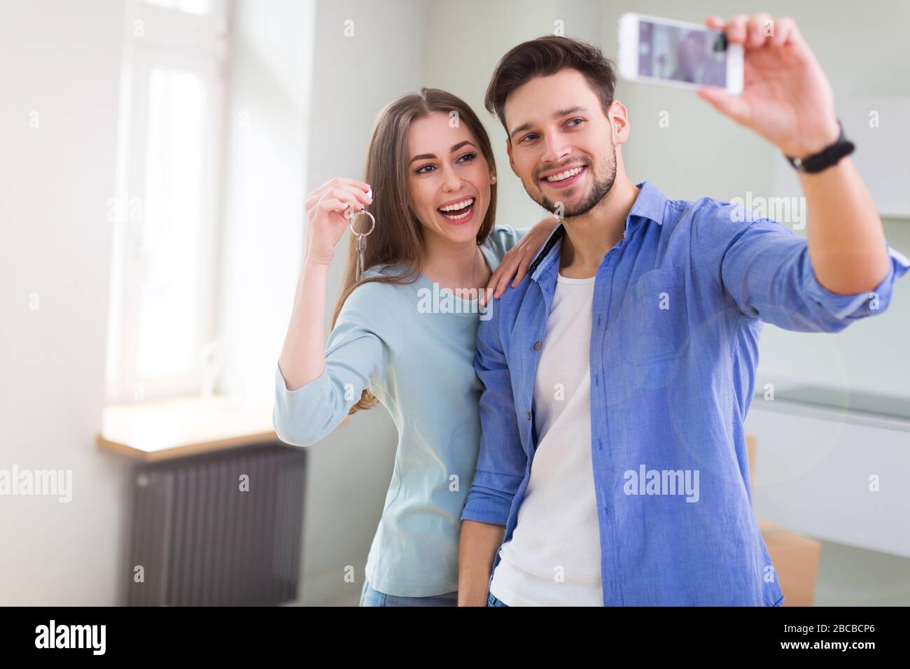 Couple in new home Stock Photo