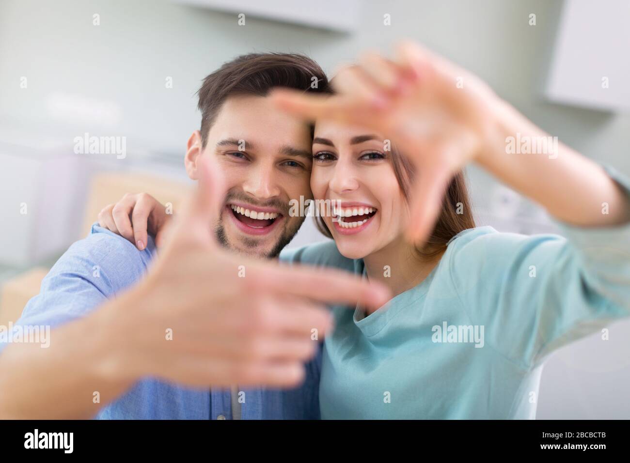 Couple in new home Stock Photo