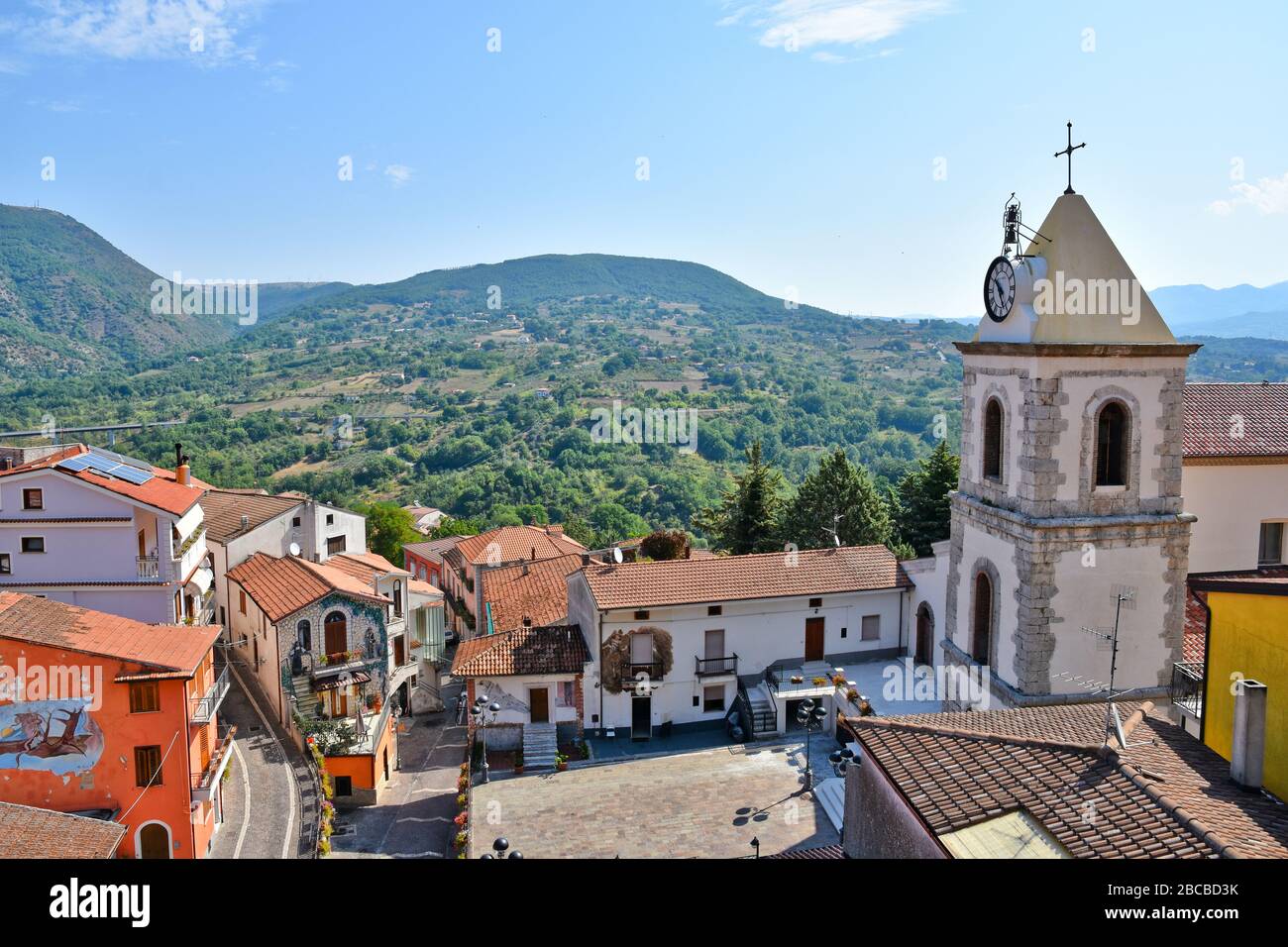 Panoramic view of Sant'Angelo Le Fratte, a small village in the Basilicata region in Italy Stock