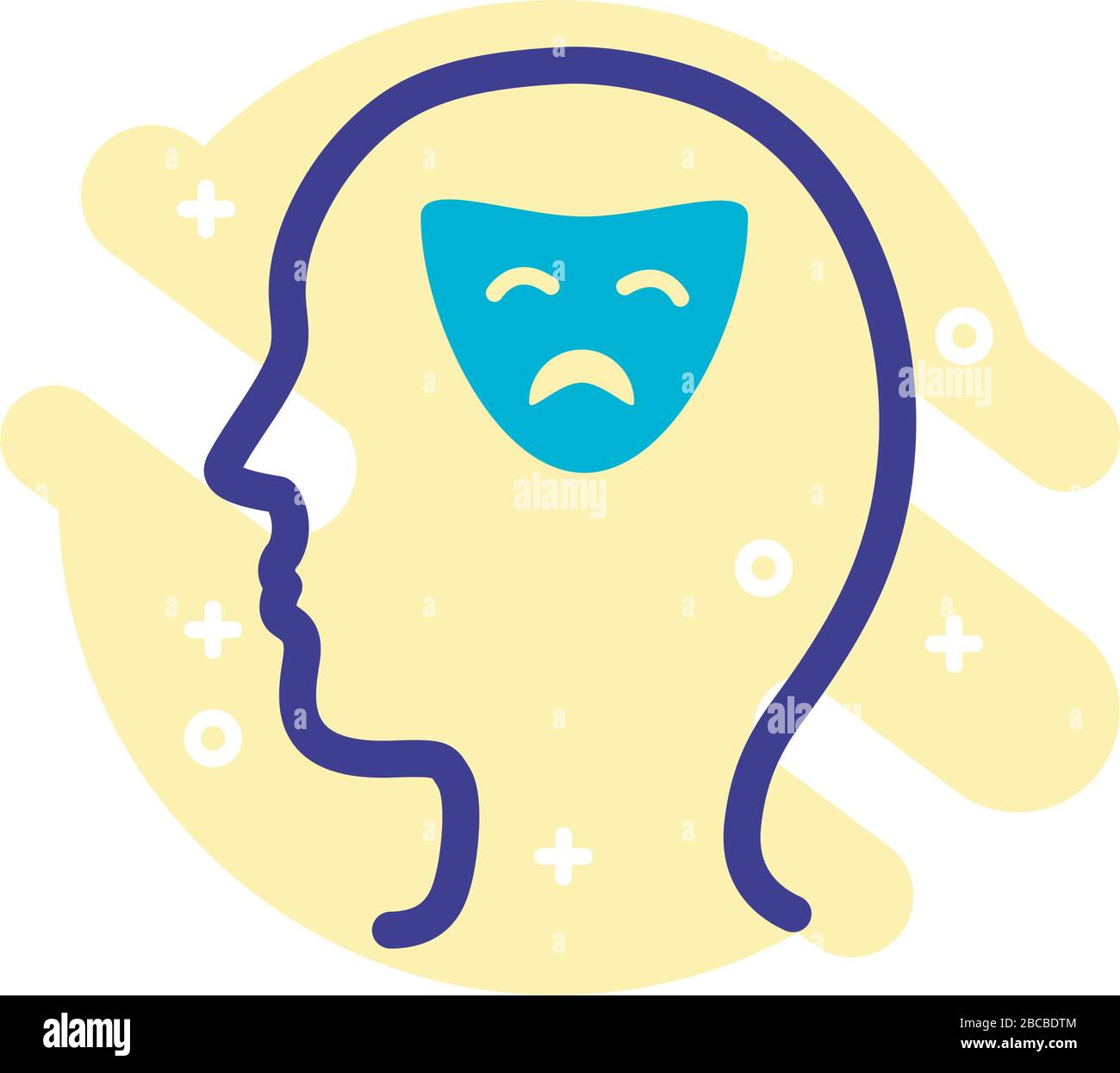 profile with sad mask mental health line style icon Stock Vector Image ...