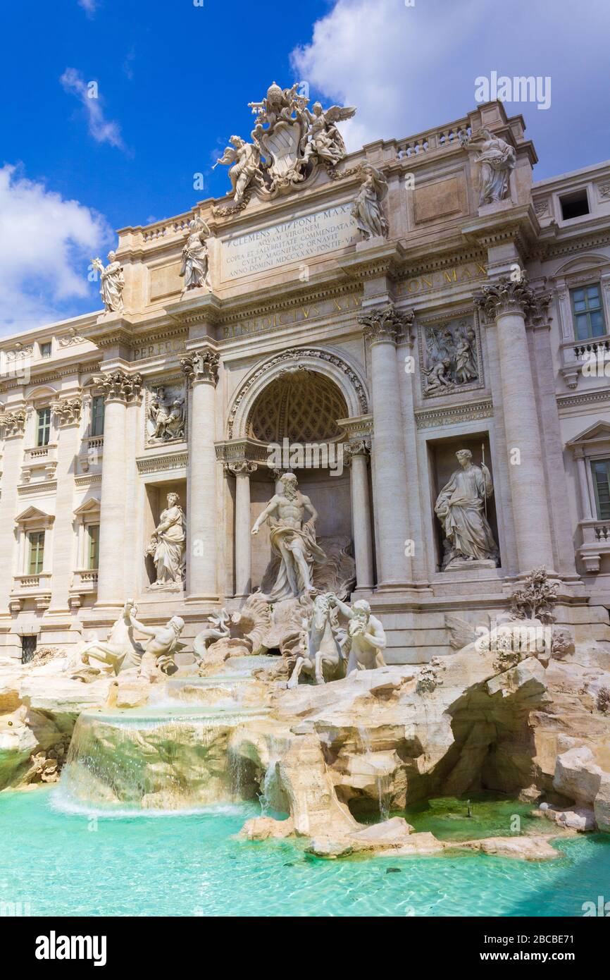 Awesome view of Trevi Fountainthe largest Baroque fountain in the city