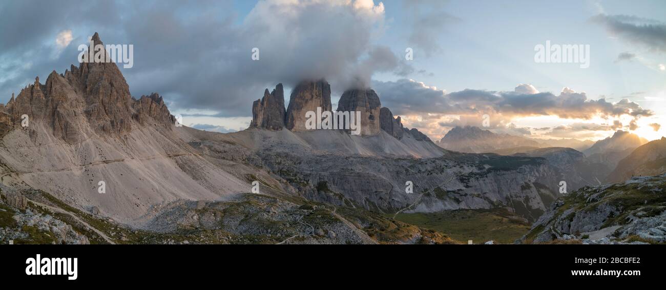 tre cime di Lavaredo in Trentino Stock Photo