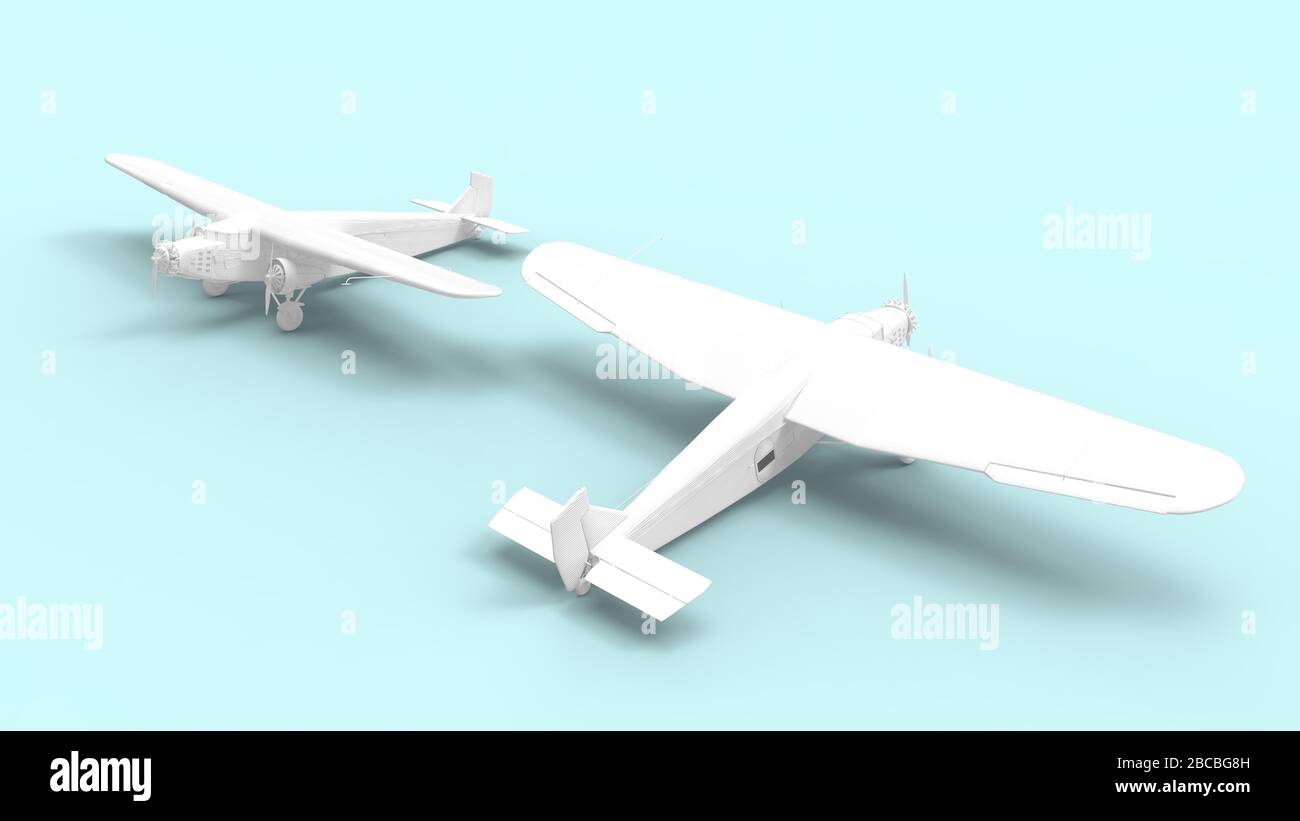 3D rendering of a airplane dual prop proppellor vintage plane Stock ...