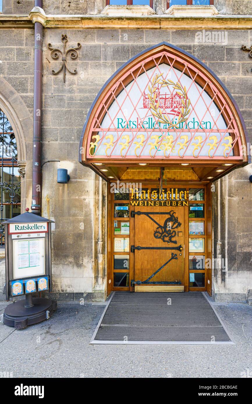 Entrances to the Ratskeller restaurant beer hall, Munich Stock Photo
