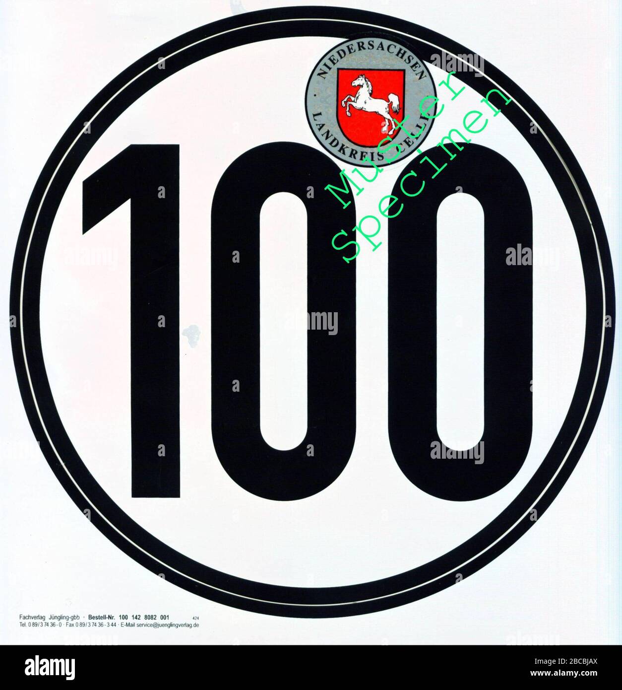 English: sticker with official seal for 100 km/h speed for a car trailer  Deutsch: Tempo 100 Aufkleber mit amtlichem Siegel für Autoanhänger; 2006;  Own work; Hundehalter Stock Photo - Alamy