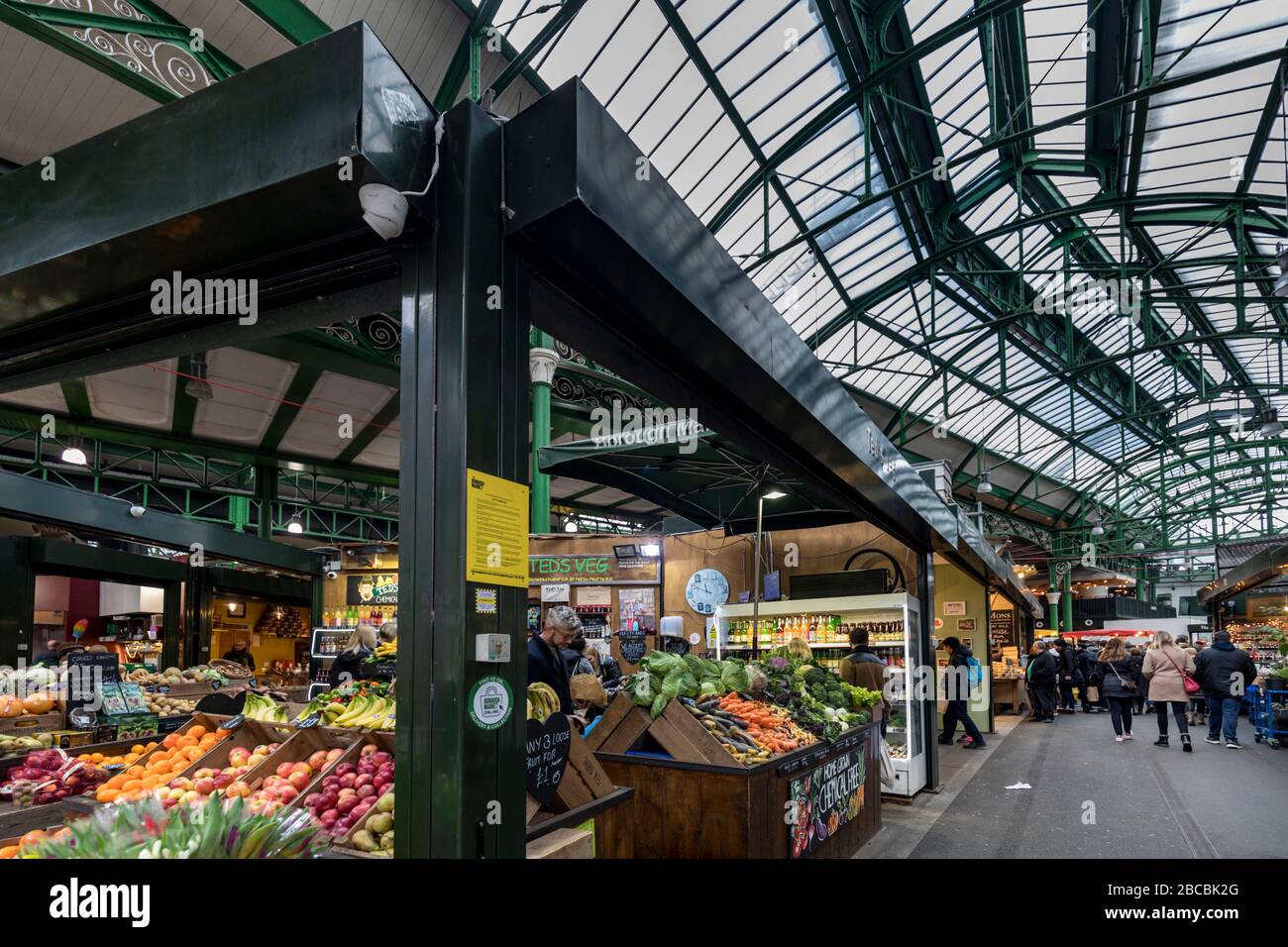 Vegetable stalls in Borough Market, Southwark, one of the largest and oldest food markets in London Stock Photo