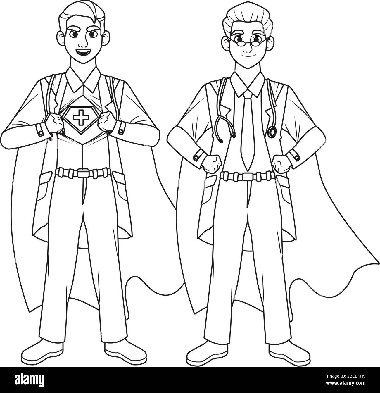 super doctors with hero cloak and shield vs covid19 Stock Vector Image ...