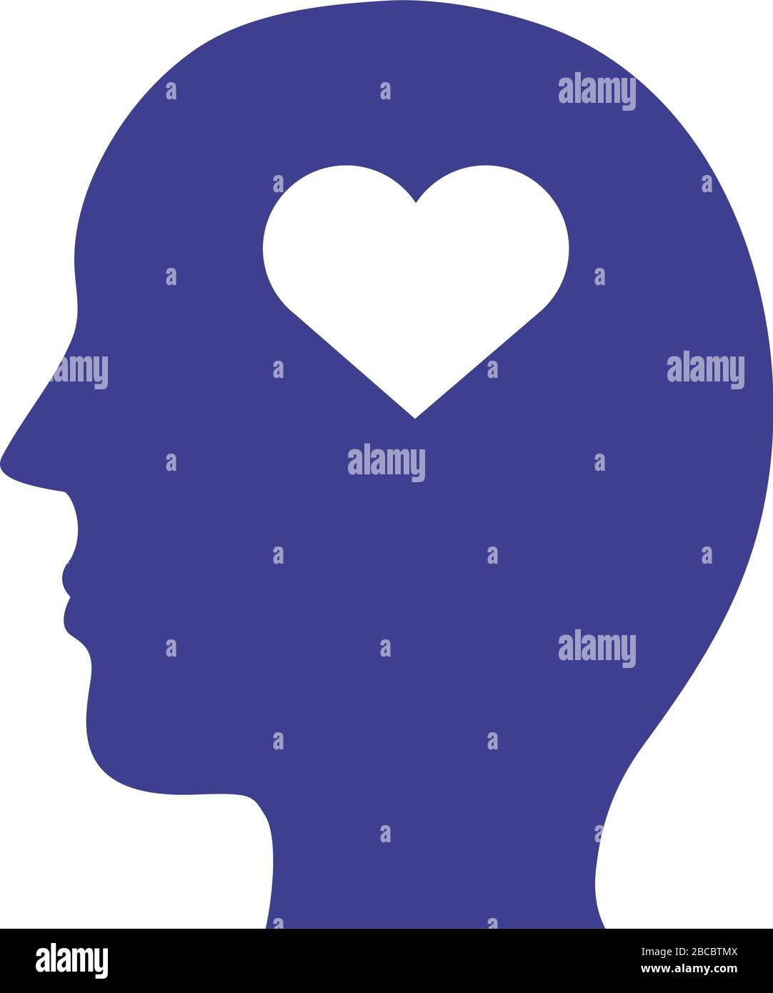 profile with heart mental health silhouette style icon Stock Vector ...
