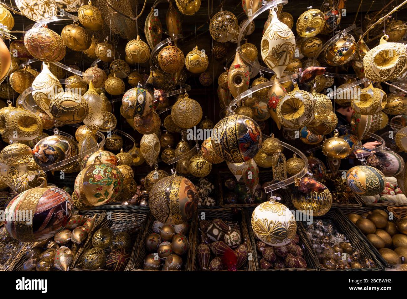 Christmas decorations at Frohe Weihnachten, Vienna Stock Photo
