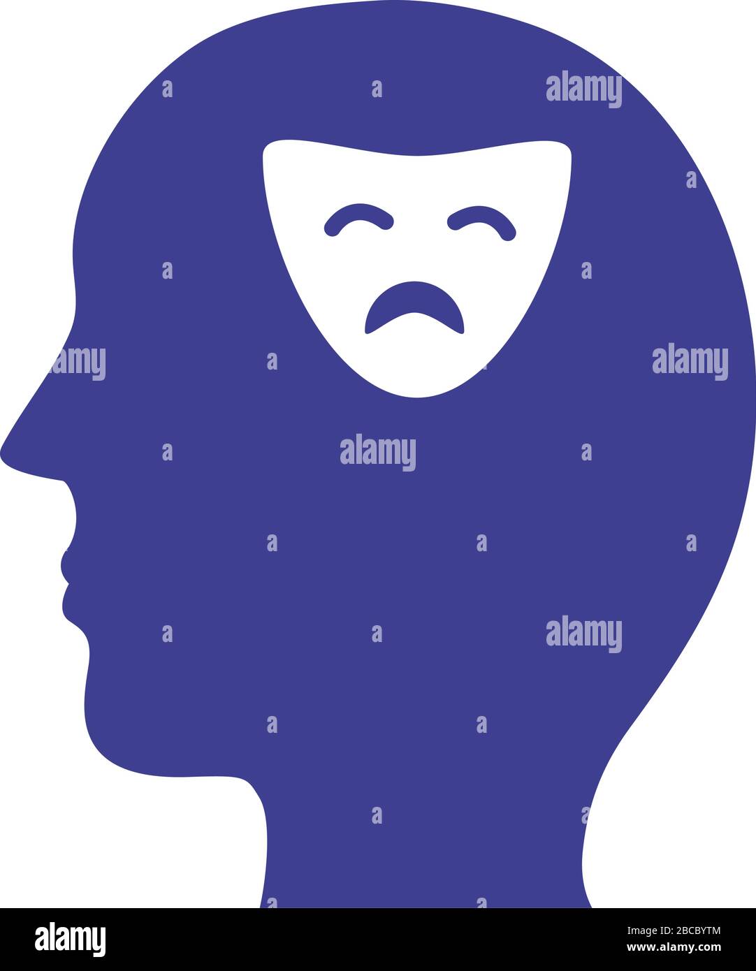 profile with sad mask mental health silhouette style icon Stock Vector ...