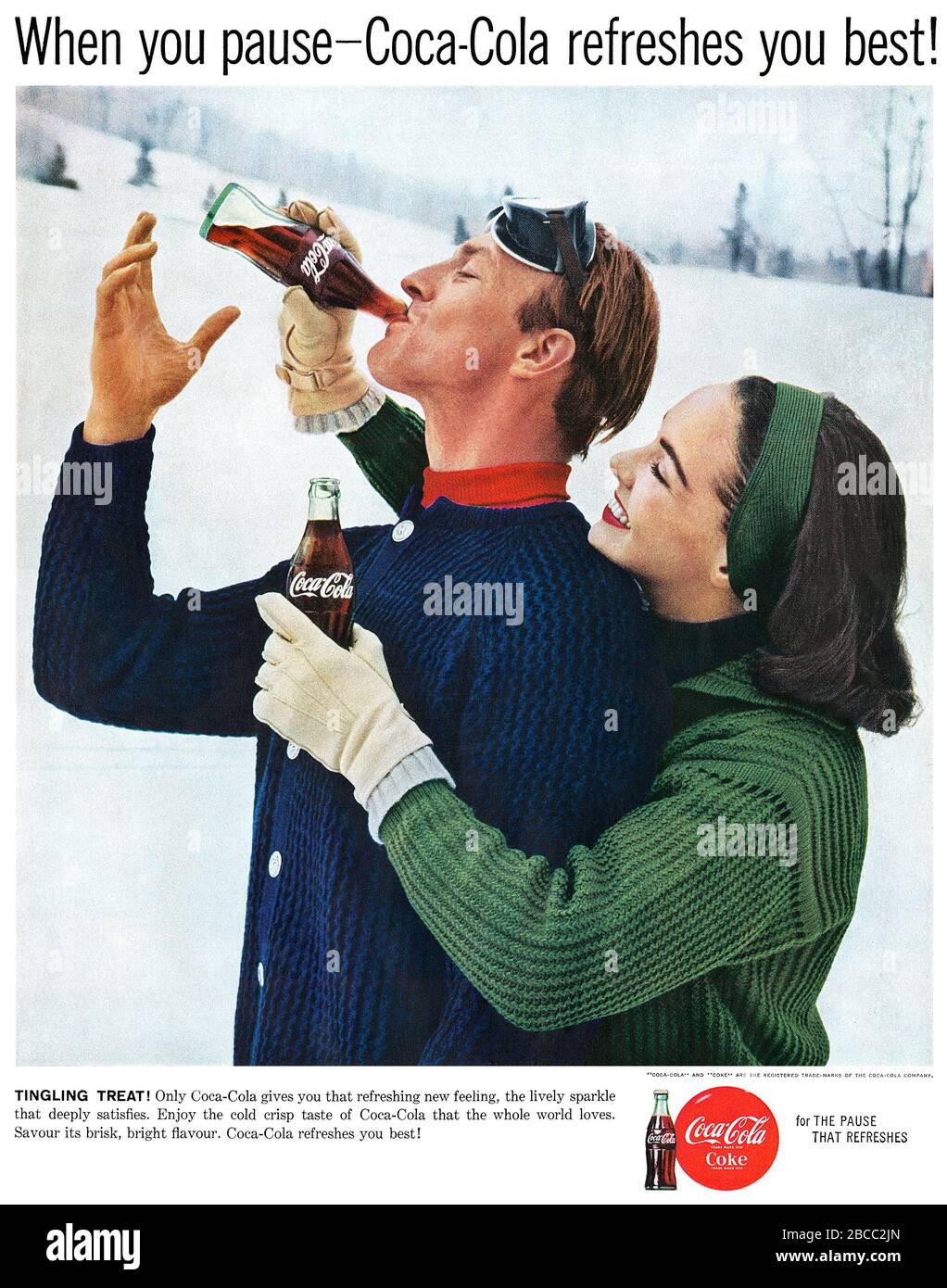 1961 U.S. advertisement for Coca Cola. Stock Photo