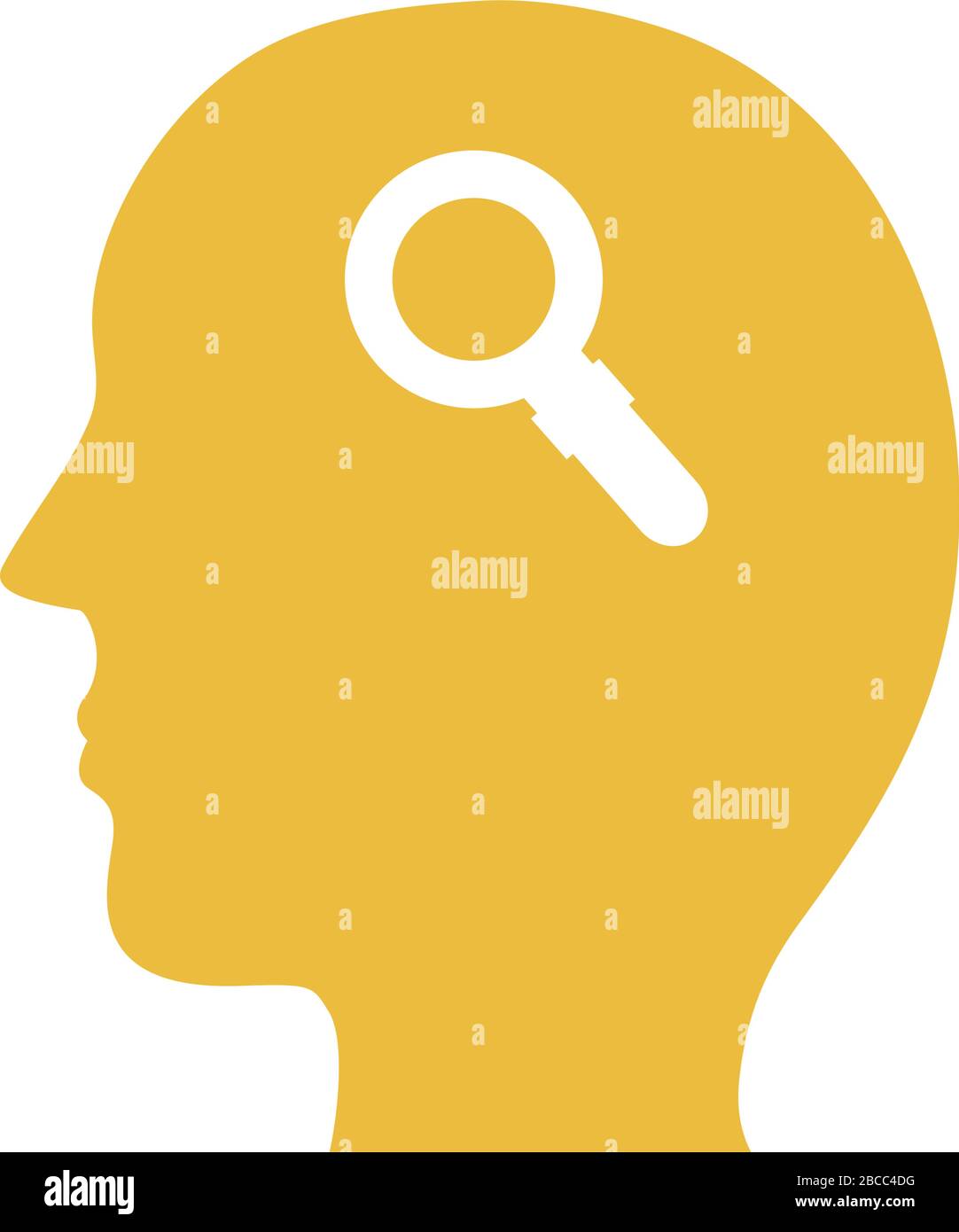 profile with magnifying glass mental health silhouette style icon Stock