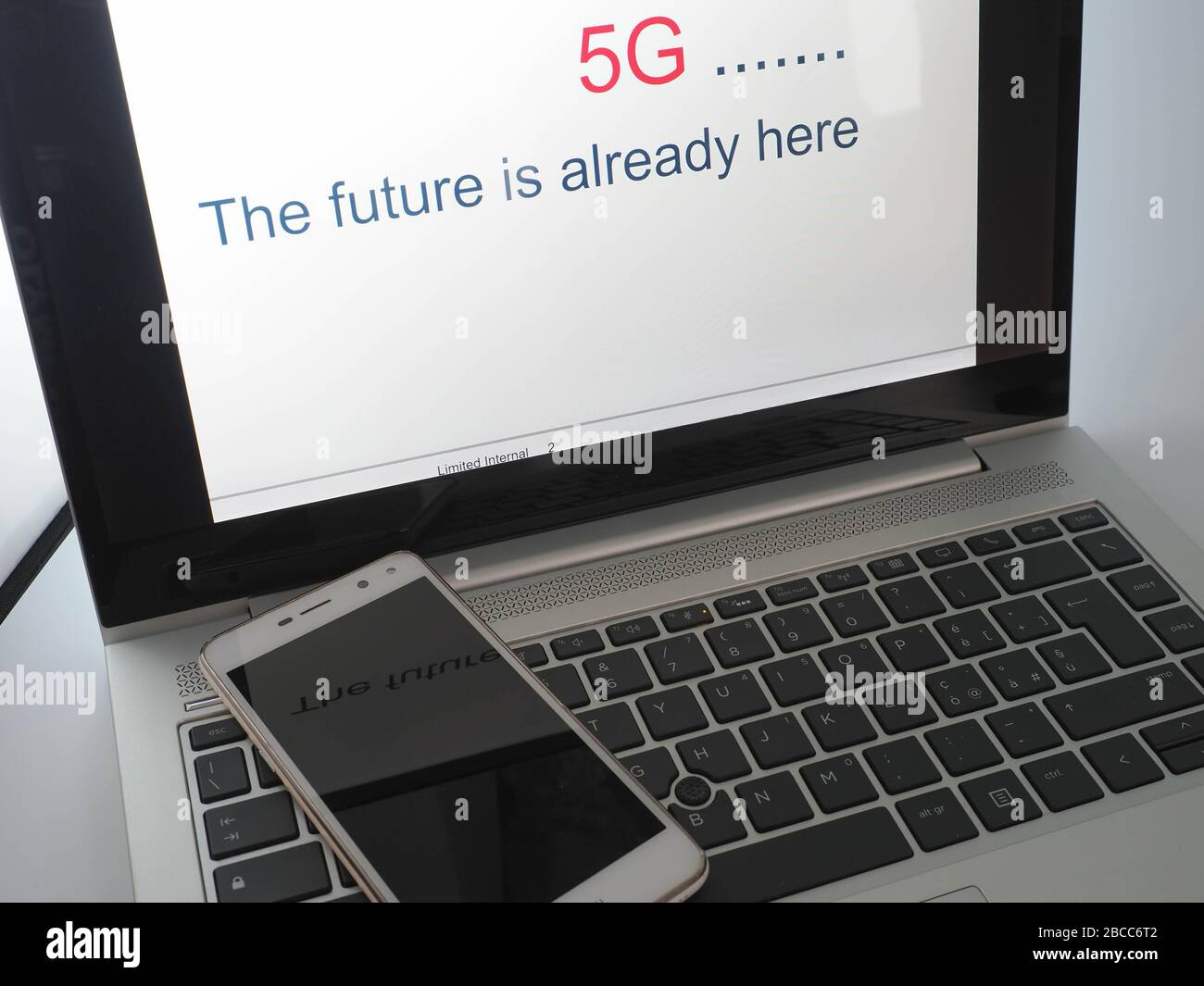 5G technology for the future, laptop and smartphone Stock Photo