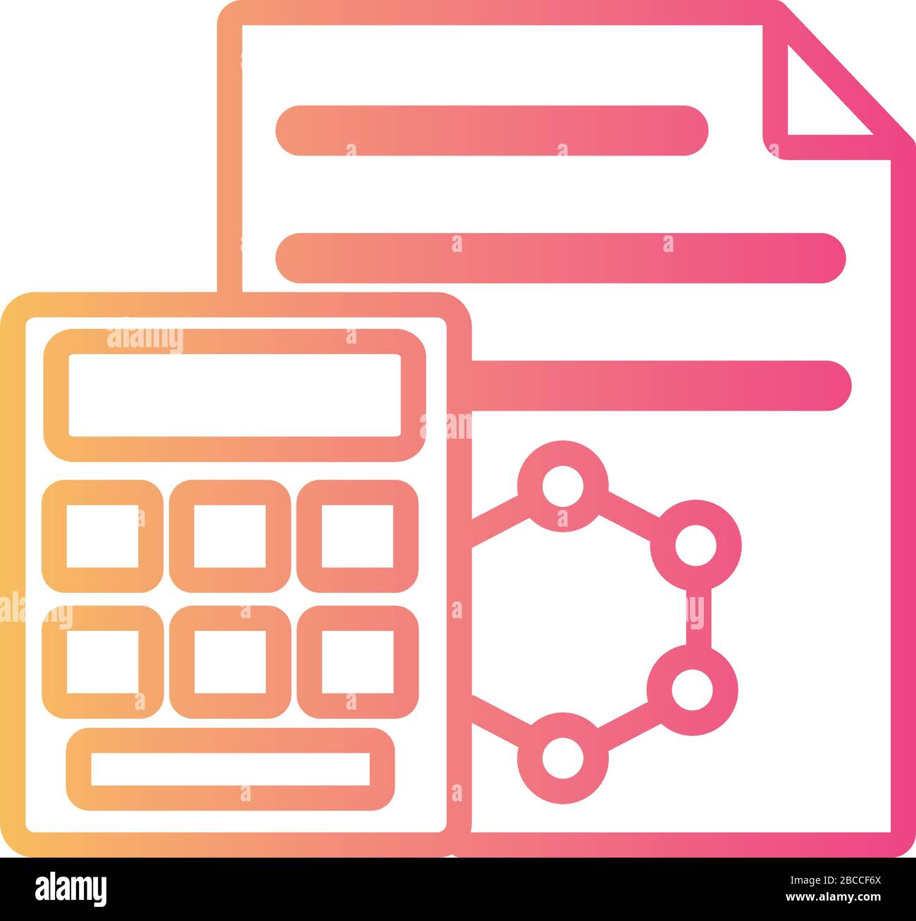 dna molecule structure in document with calculator linear gradient style icon Stock Vector