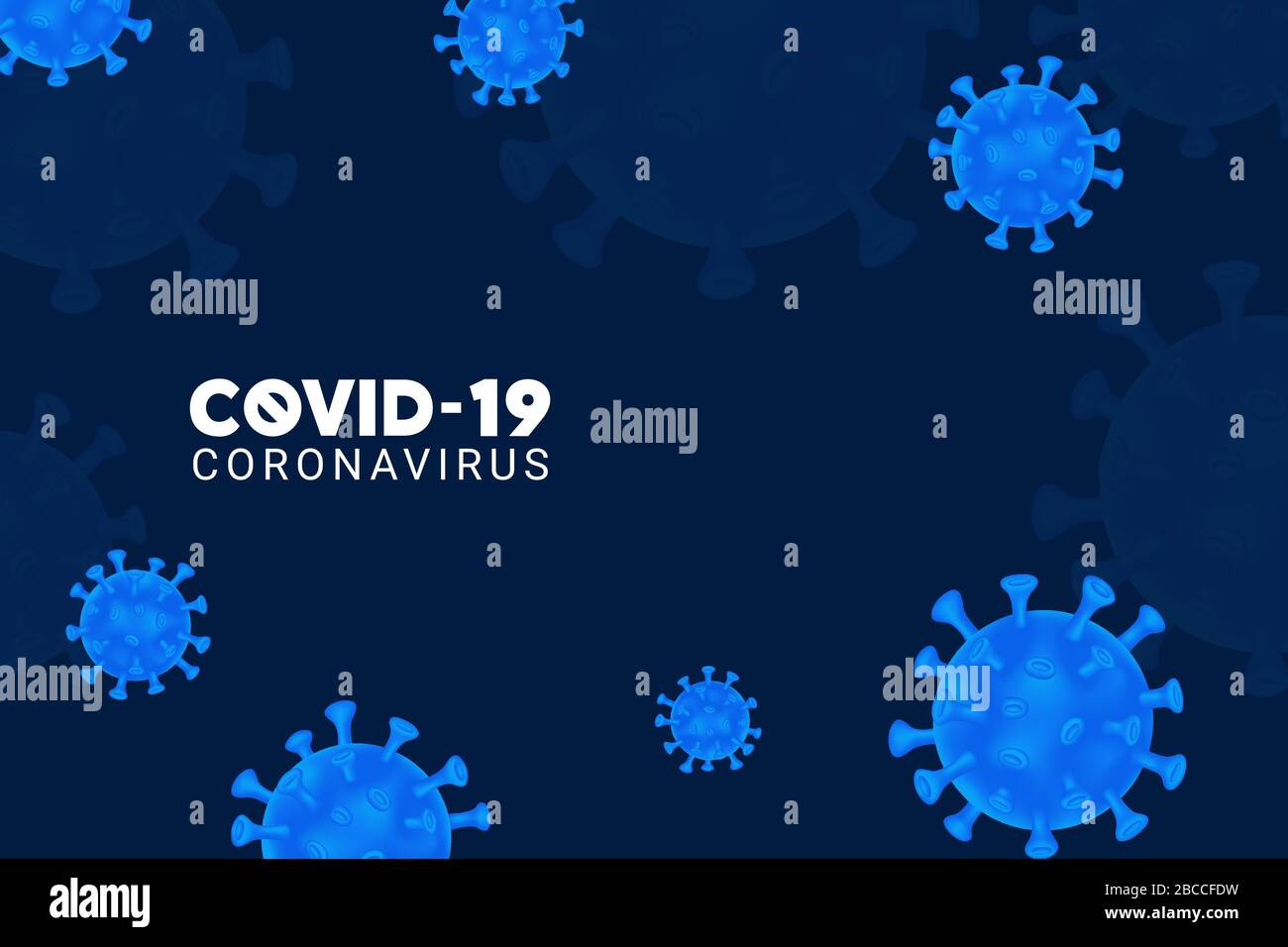 Corona Virus. COVID-19. Background with realistic 3d blue virus cells. Dark background with coronavirus. vector illustration. Coronavirus Background. Stock Vector