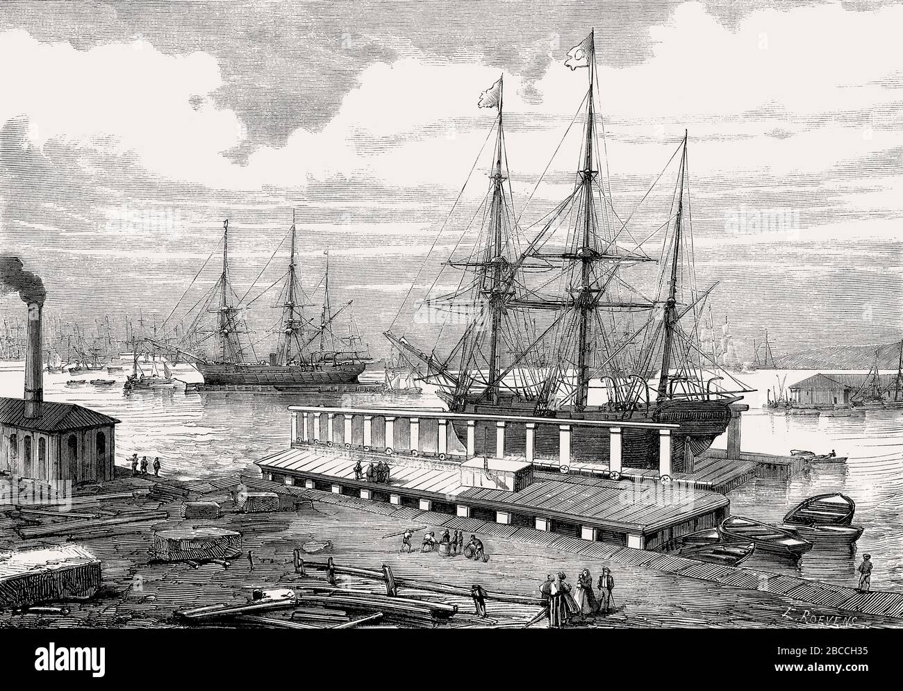 Royal Victoria Dock, Royal Docks of east London, 19th century Stock