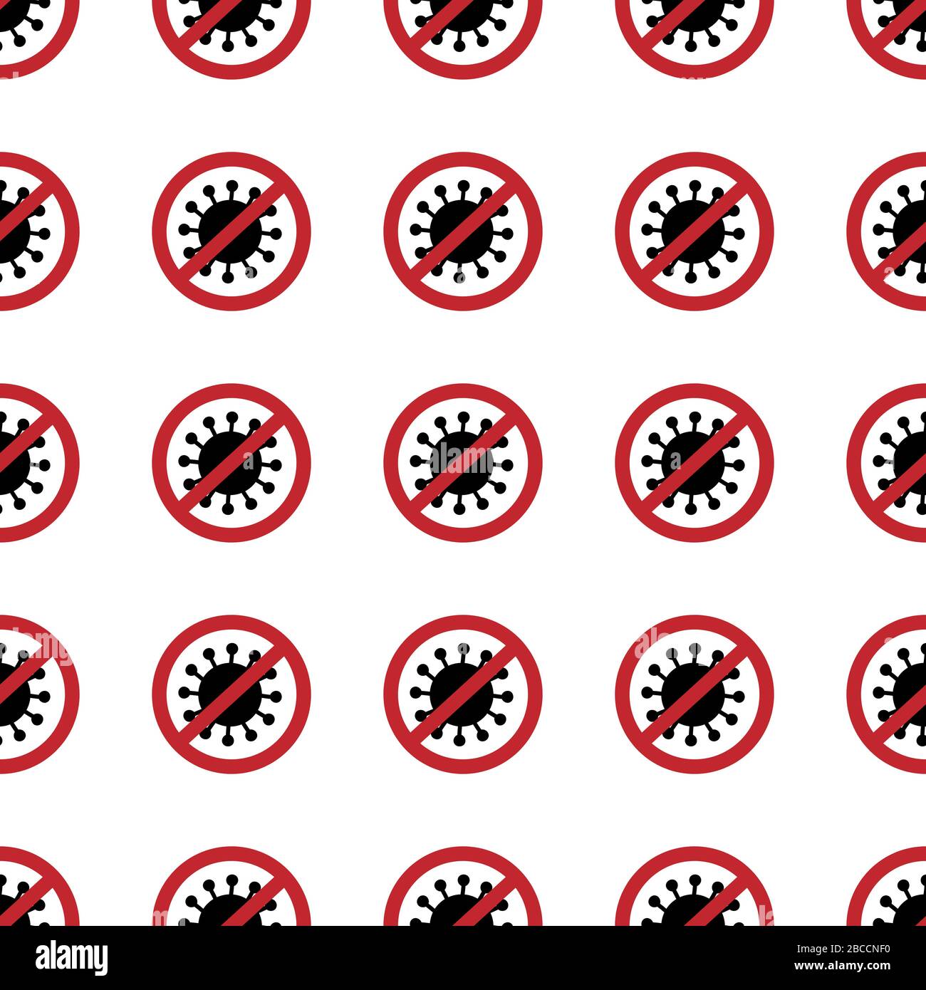 Coronavirus hand drawn bacterias in seamless pattern. Vector stock illustration. Stock Vector