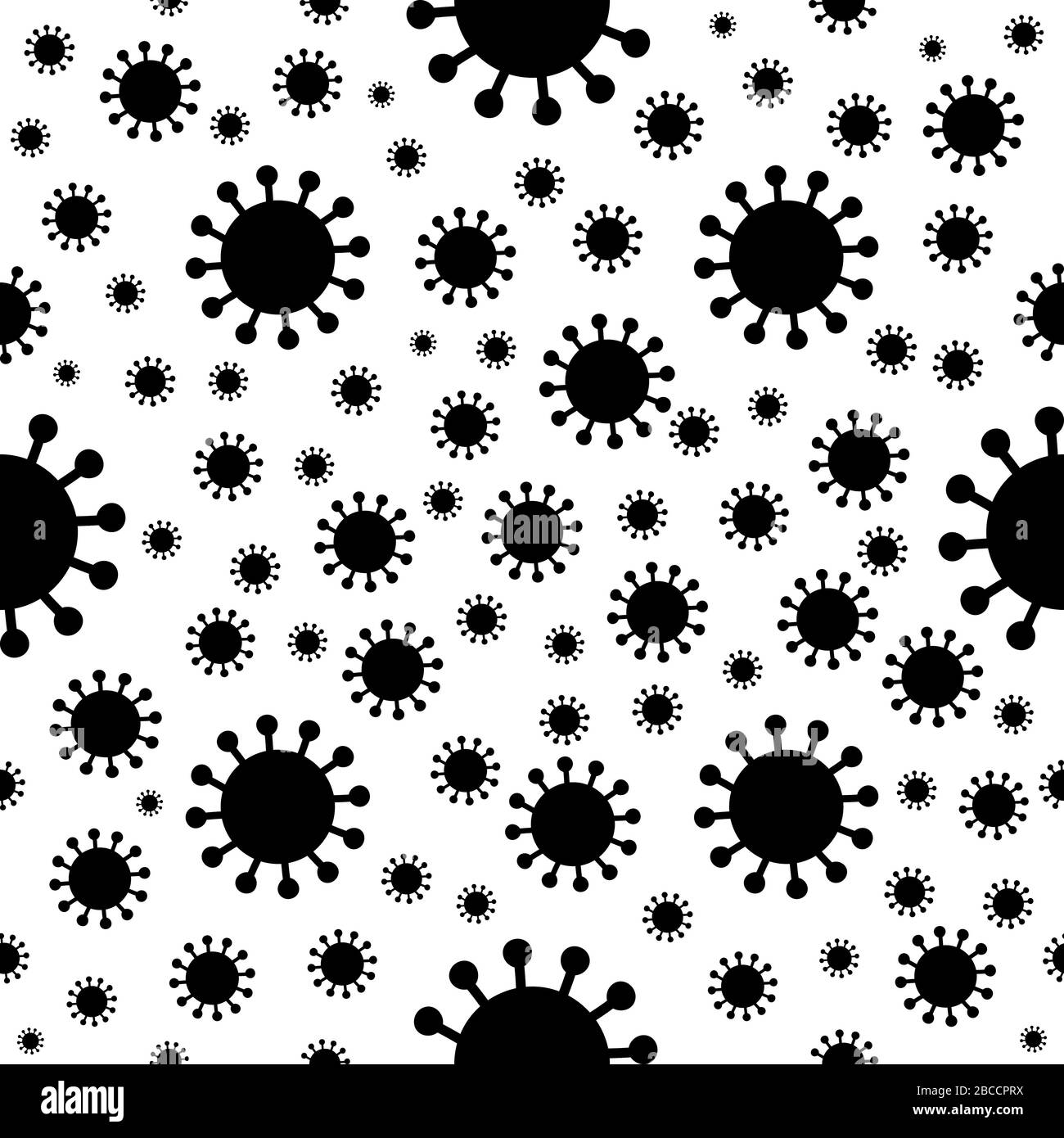 Coronavirus hand drawn bacterias in seamless pattern. Vector stock ...