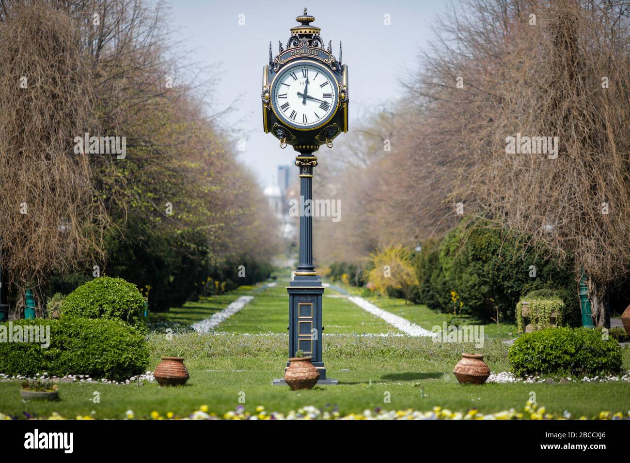 Cismigiu Park in downtown Bucharest, Romania, during a sunny spring day. Stock Photo