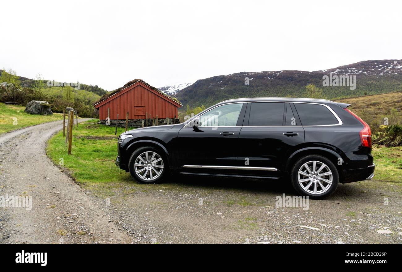 Volvo XC90 parked in rural area. Stock Photo