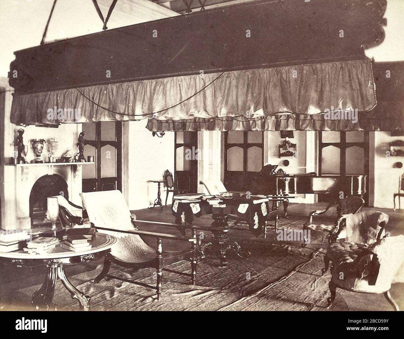 English Interior Of A Residence In The French Enclave Of Chandernagore Now Chadanagar French India About 25 Miles North Of Calcutta An Elaborate Punkah Is Hanging From The Ceiling Picture From The