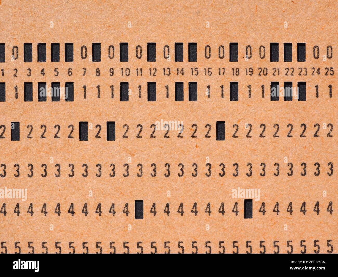 vintage punched card for computer data storage and programming Stock