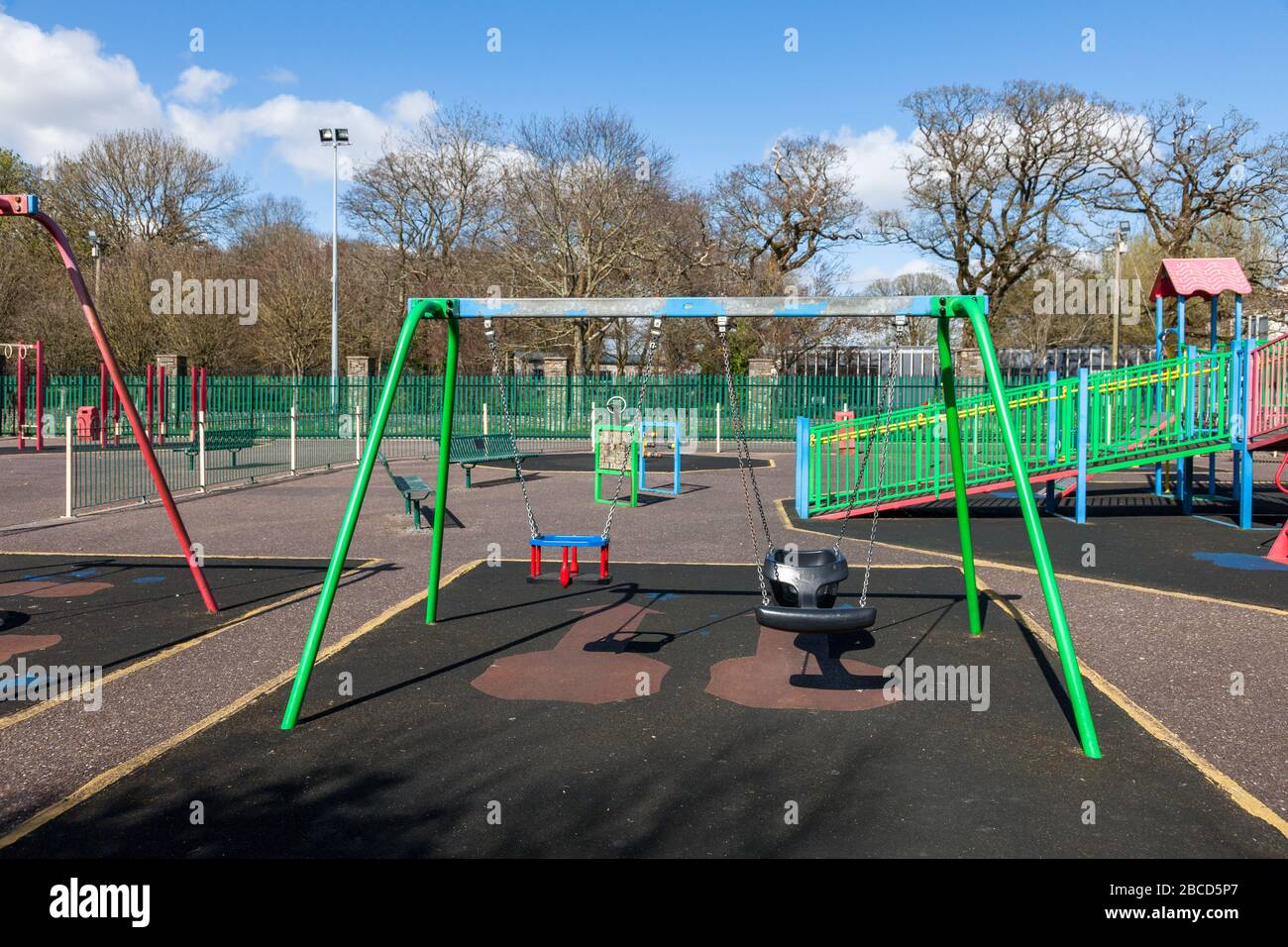 Carrigaline, Cork, Ireland. 04th April, 2020. Due to the Covid-19 emergency and in the interest of  safety all public playgrounds are now closed. Picture shows the public playground in Carrigaline, Co. Cork. Ireland. - Credit; David Creedon / Alamy Live News Stock Photo
