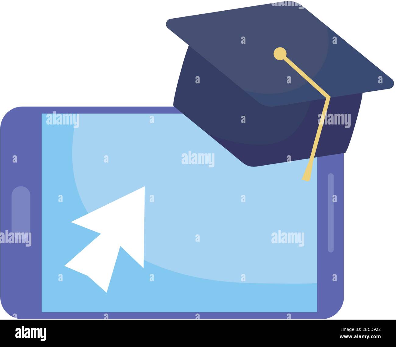 Android Graduation Cap smartphone with graduation cap on white background vector illustration ...