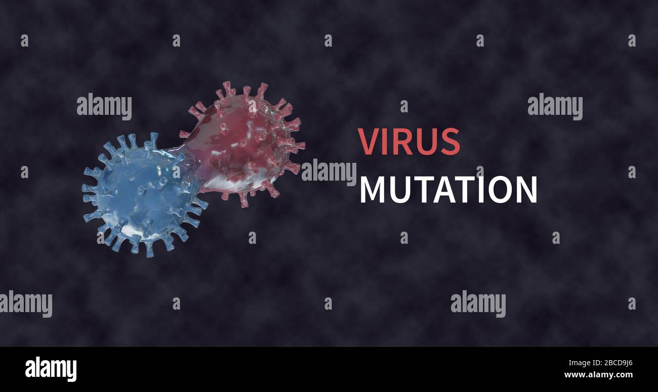 Virus and mutations process 3d illustartion. New virus mutation of coronavirus, hantavirus, COVID-19, pandemic concept background for health, medical Stock Photo