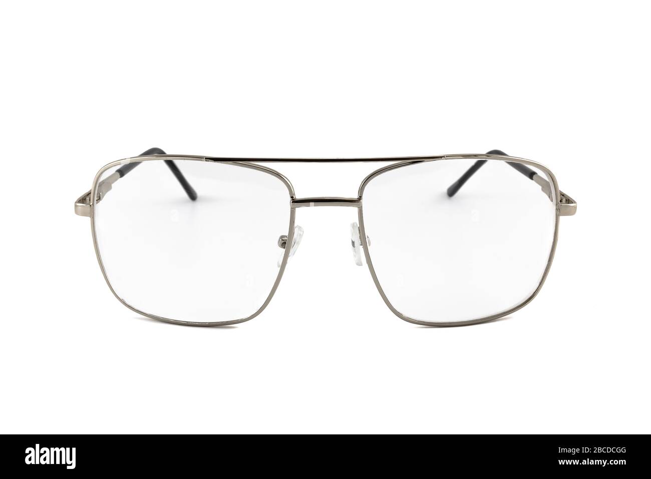 Aviator (Pilot) reading glasses with silver frame isolated on white