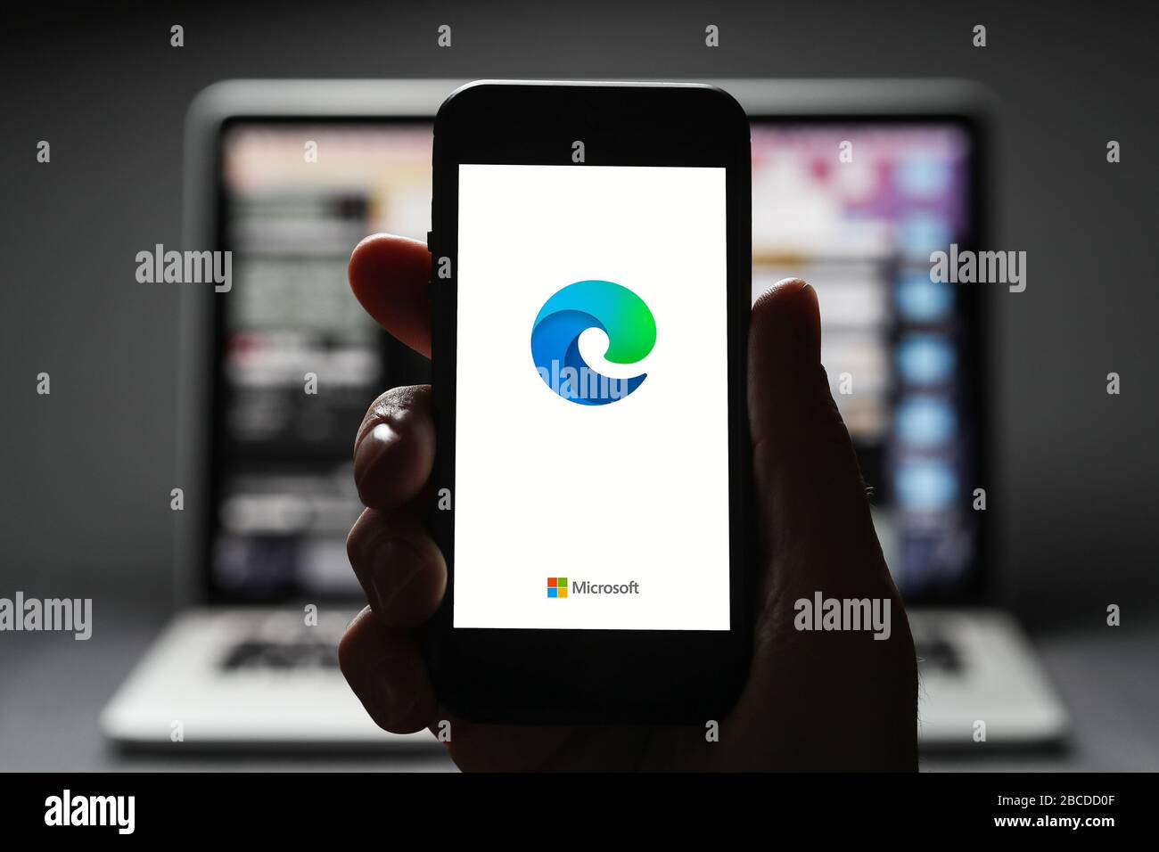 Microsoft Edge app on a mobile phone Stock Photo