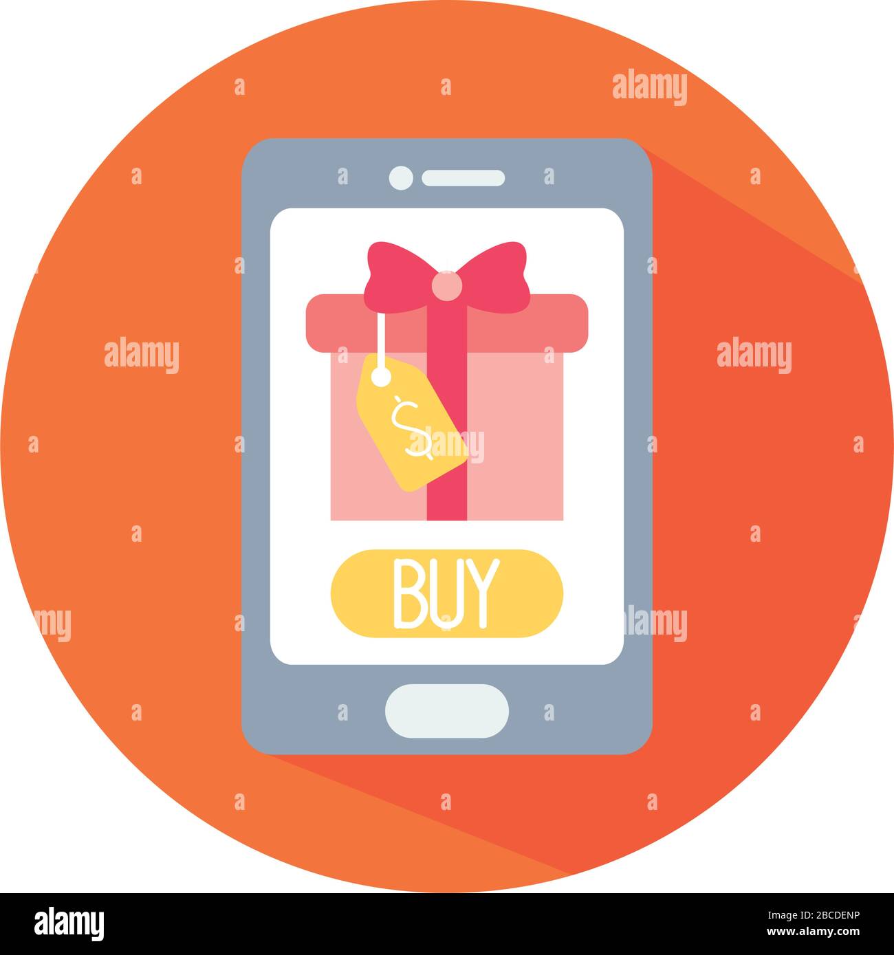 shopping online concept, smartphone with gift box on screen icon over ...