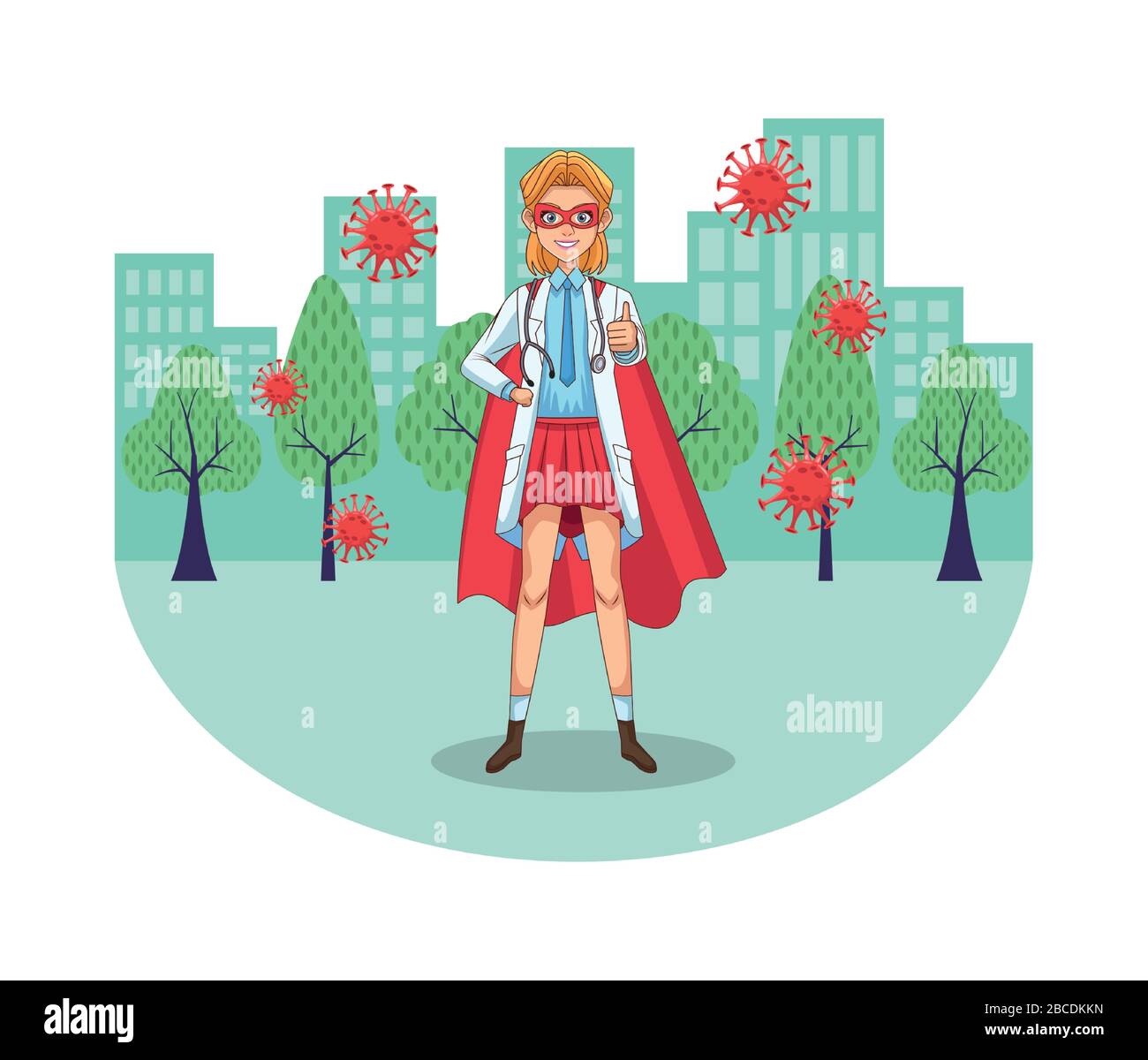 super female doctor with hero cloak vs covid19 Stock Vector Image & Art ...