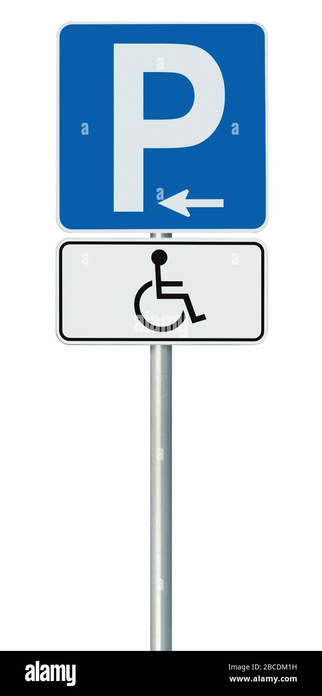Free Handicap Disabled Parking Lot Road Sign, Isolated Handicapped Blue