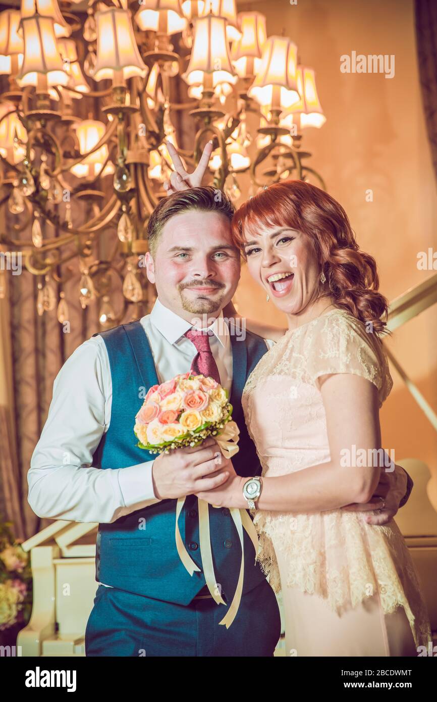 Beautiful newlyweds in palace hi-res stock photography and images - Alamy