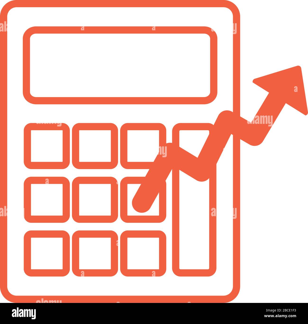 calculator with arrow up infographic line style Stock Vector Image