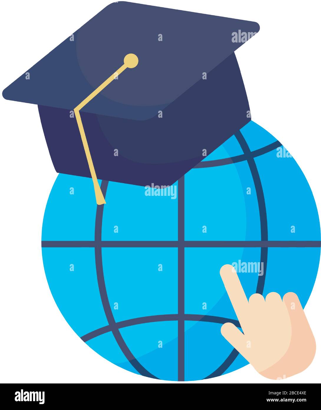 Cartoon earth graduation cap Cut Out Stock Images & Pictures - Alamy