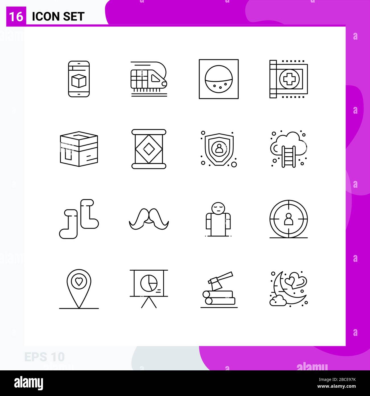 Pictogram Set of 16 Simple Outlines of mecca, holy, washing, hajj, health Editable Vector Design Elements Stock Vector