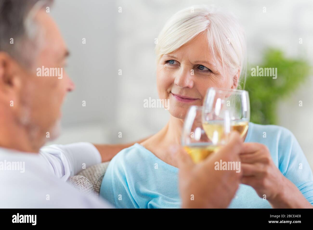 Senior couple relaxing at home Stock Photo