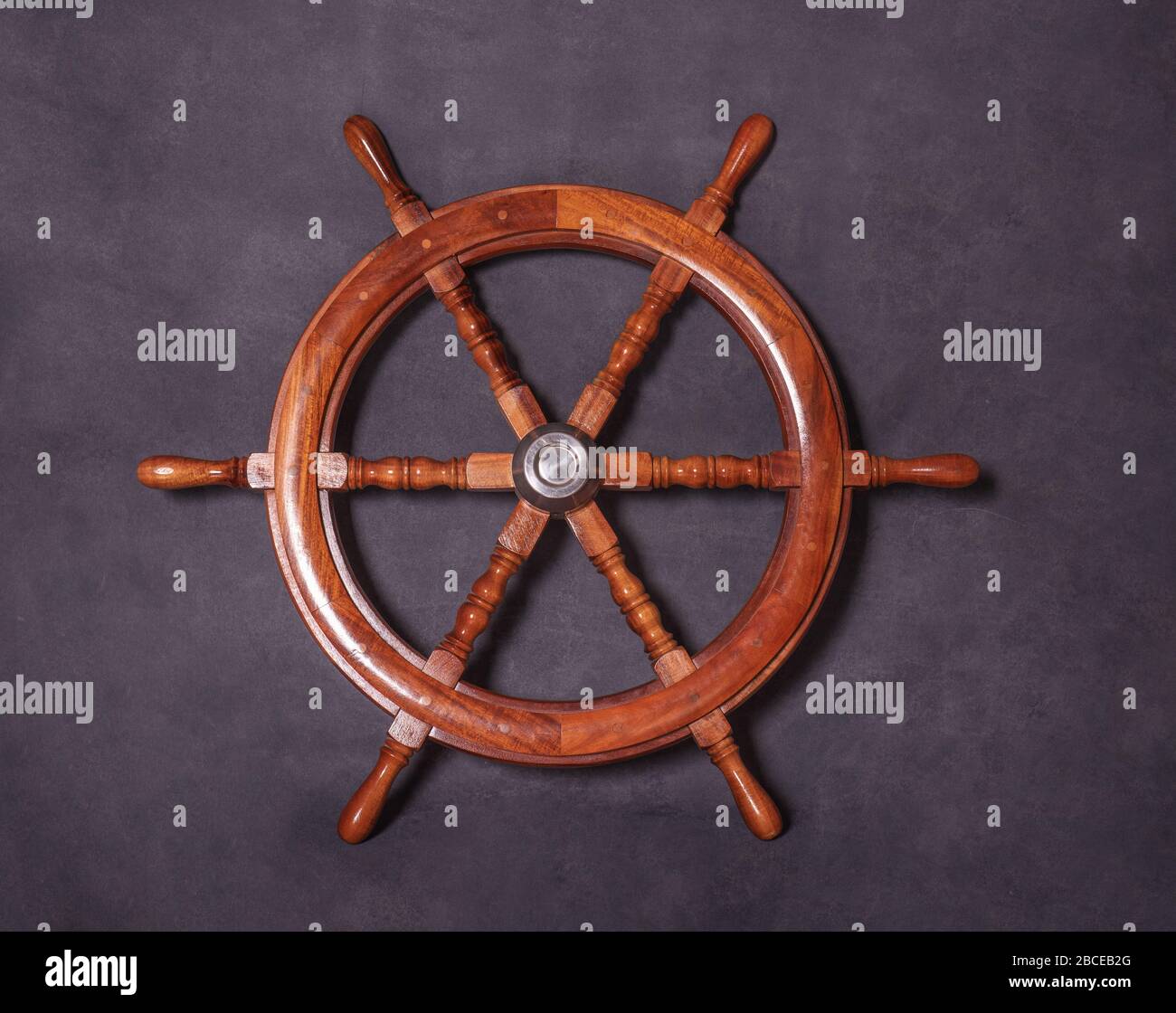Wood Marine Steering Wheel On A Dark Background Stock Photo Alamy